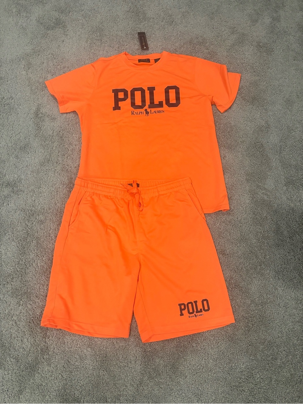 Ralph Lauren Neon Orange POLO Tee & Shorts Set